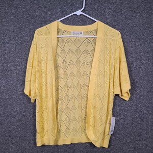 NWT 89th and Madison Women's Pointelle Stitch Cardigan Yellow Size Medium